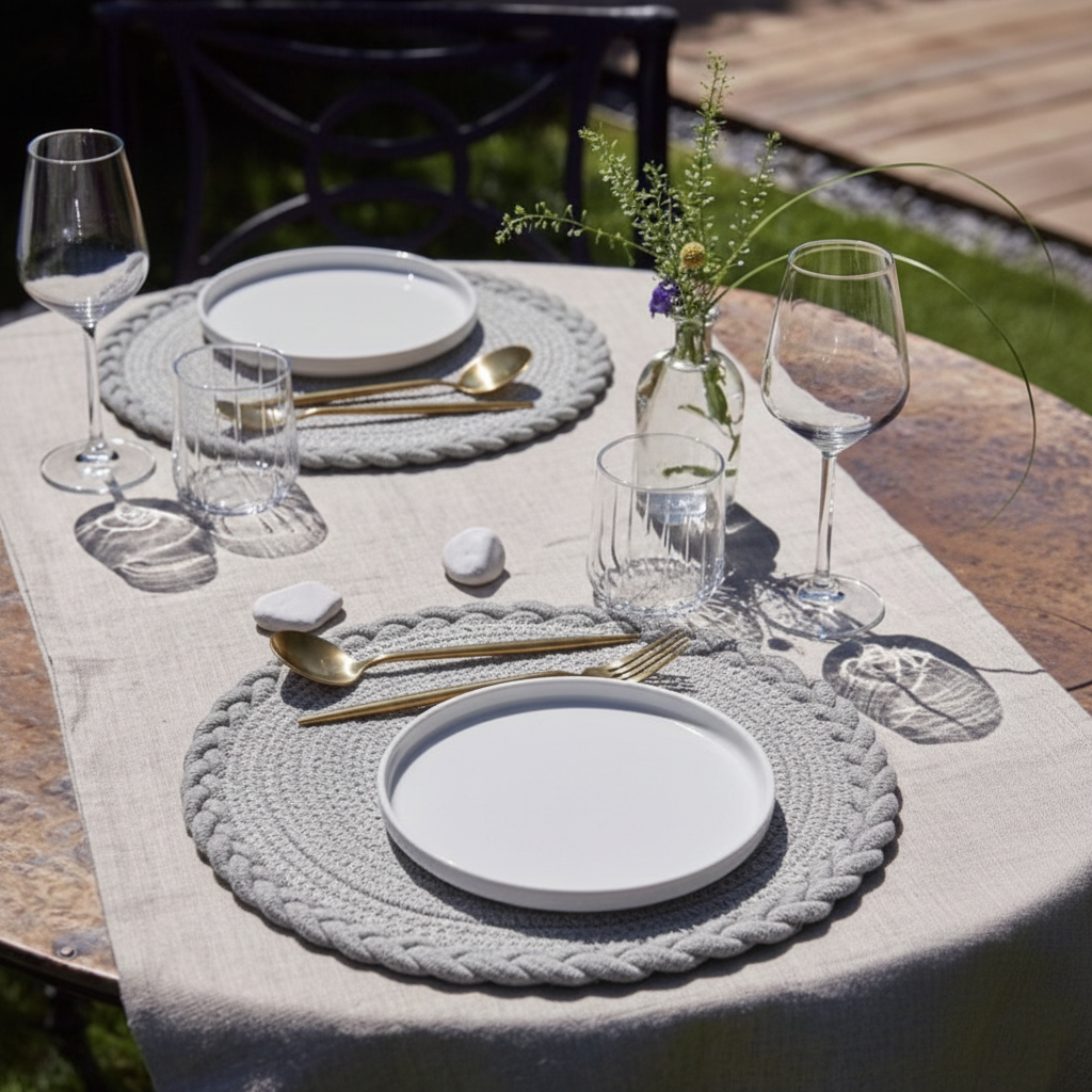 Light Grey Knitted Placemat