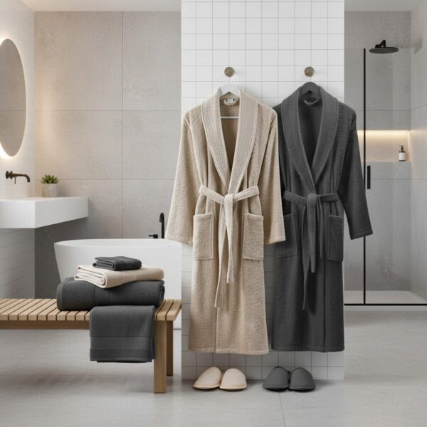 Grey Beige (2) copy Bathrobe - Grey and Beige