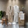 Bathrobe - White and Beige