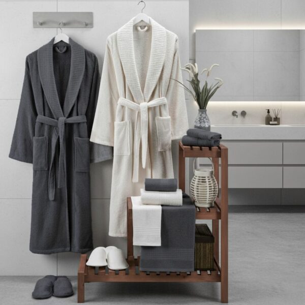 Bathrobe - White and Grey