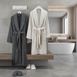 Bathrobe - White and Grey