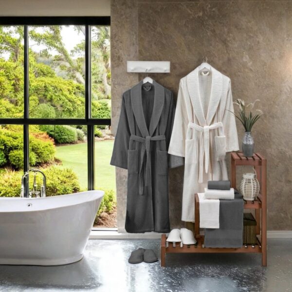 Bathrobe - White and Grey