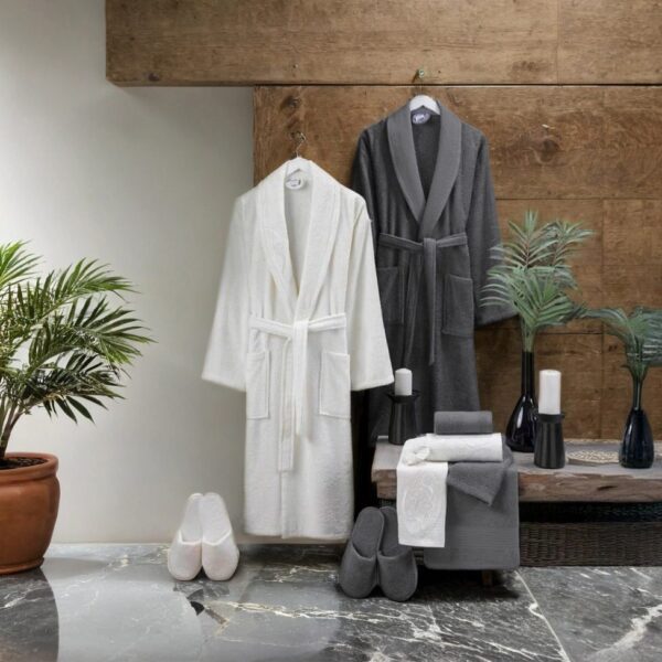 Bathrobe - White and Grey