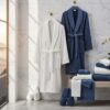 Bathrobe - White and Navy