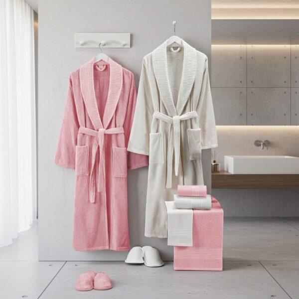 Bathrobe - White and Pink