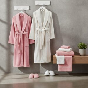 Bathrobe - White and Pink