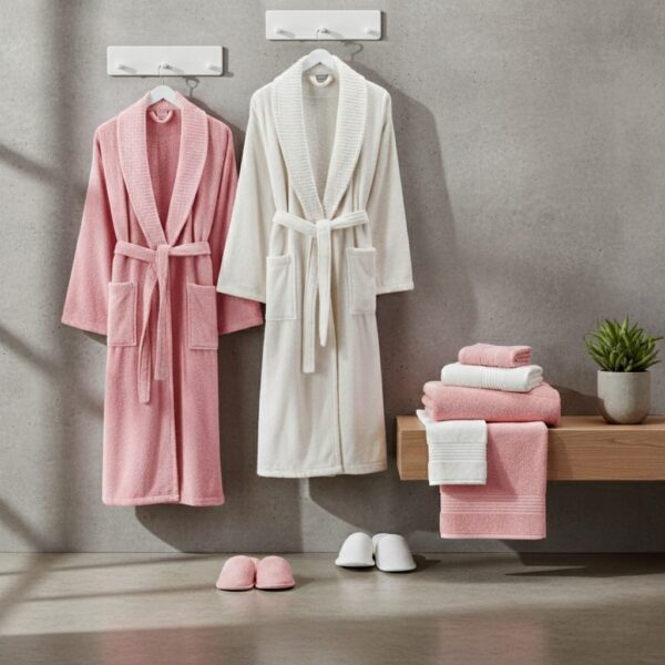 Bathrobe - White and Pink